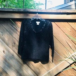 Talbots black Sequin v-neck sweater